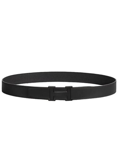 H Buckle Reversible Leather Belt Black - HERMES - BALAAN 2