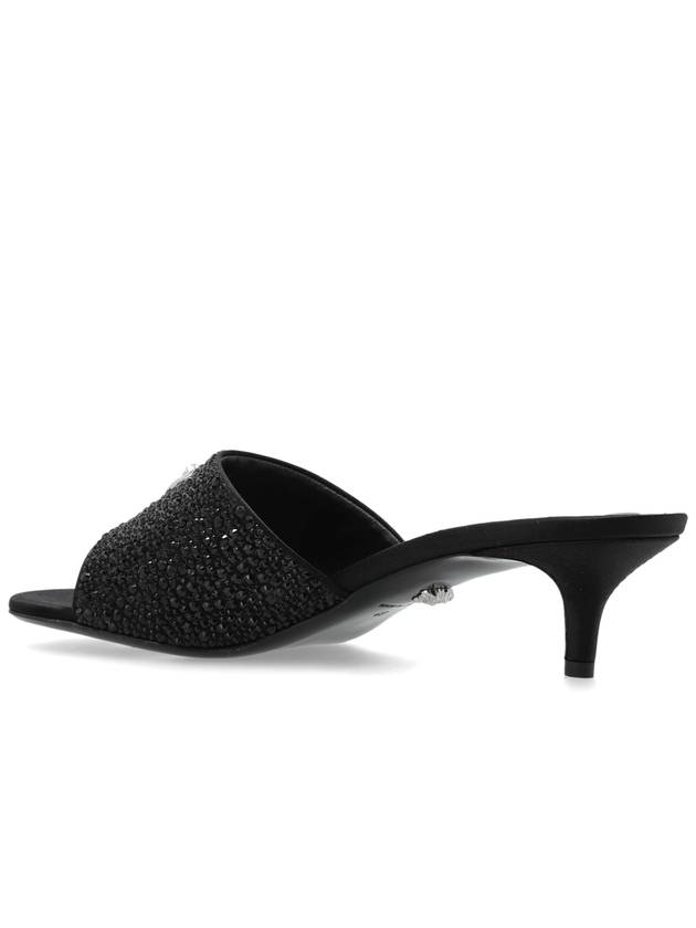 Versace Satin Heeled Mules ‘Alia’, Women's, Black - VERSACE - BALAAN 5