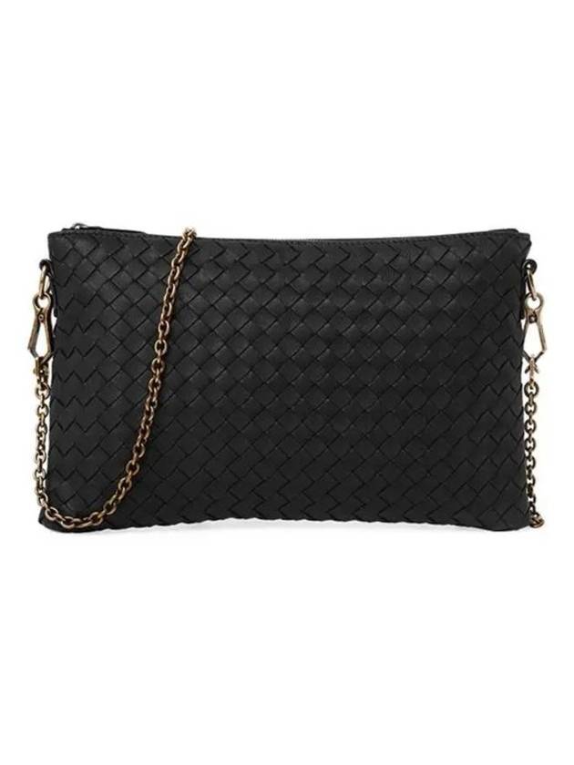 Intrecciato Chain Crossbody Bag Black - BOTTEGA VENETA - BALAAN 1