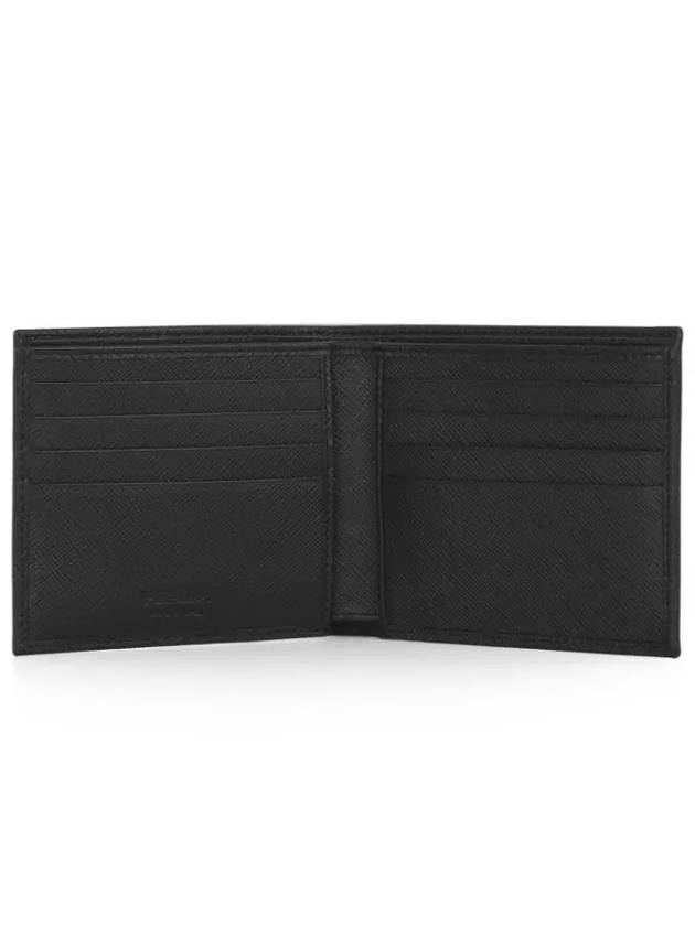 Triangle Logo Saffiano Half Wallet Black - PRADA - BALAAN 5