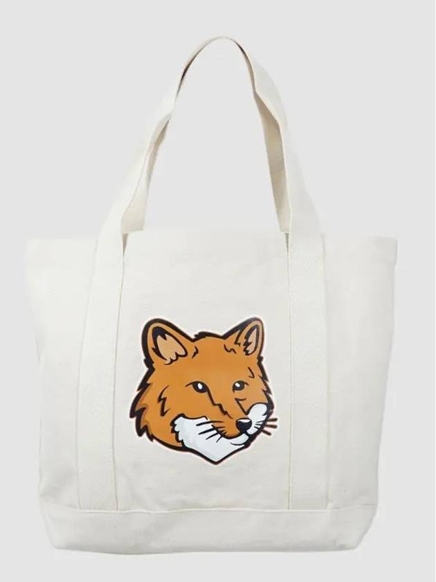 Fox Head Print Tote Bag Ecru - MAISON KITSUNE - BALAAN 3