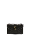 Gaby Flap Quilted Leather Card Wallet Black - SAINT LAURENT - BALAAN 1