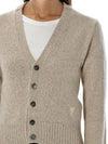 Embroidered Heart Logo Cashmere Cardigan Champagne - AMI - BALAAN 6