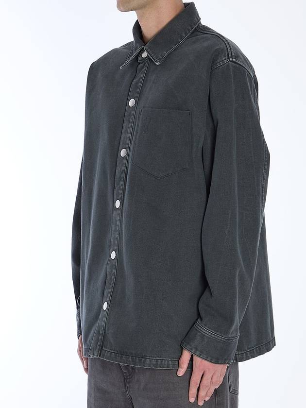 De Coeur Embossed Overshirt Jacket Black - AMI - BALAAN 3