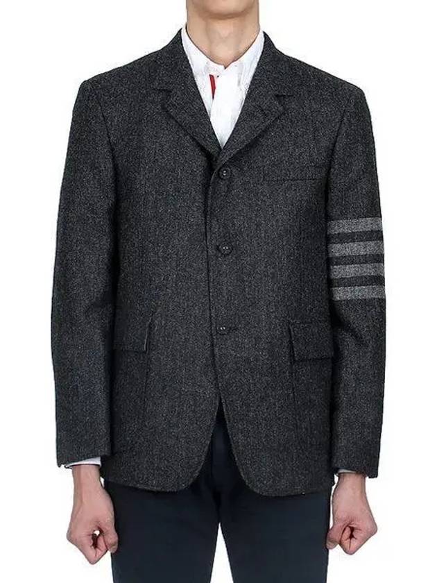 Donegal Tweed 4 Bar Single Breasted Blazer Jacket Grey - THOM BROWNE - BALAAN 2