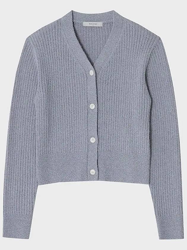 Boucle Ribbed Crop Cardigan Sky Blue - NOIRER FOR WOMEN - BALAAN 9