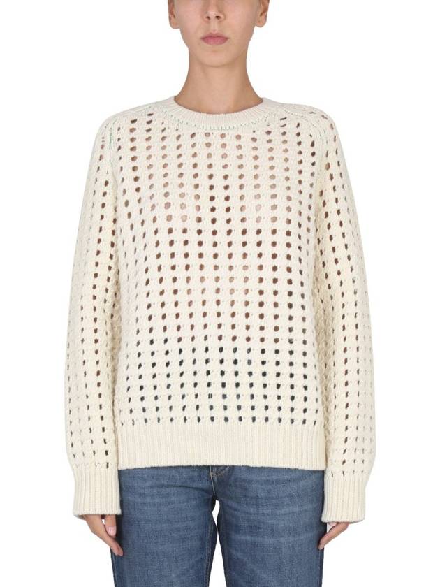 Open Mesh Sweater Knit Top Ivory - BOTTEGA VENETA - BALAAN 2