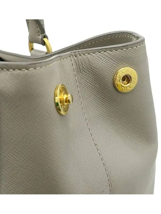 BN1844 Beige taupe color Saffiano Lux tote bag with gold logo decoration - PRADA - BALAAN 5