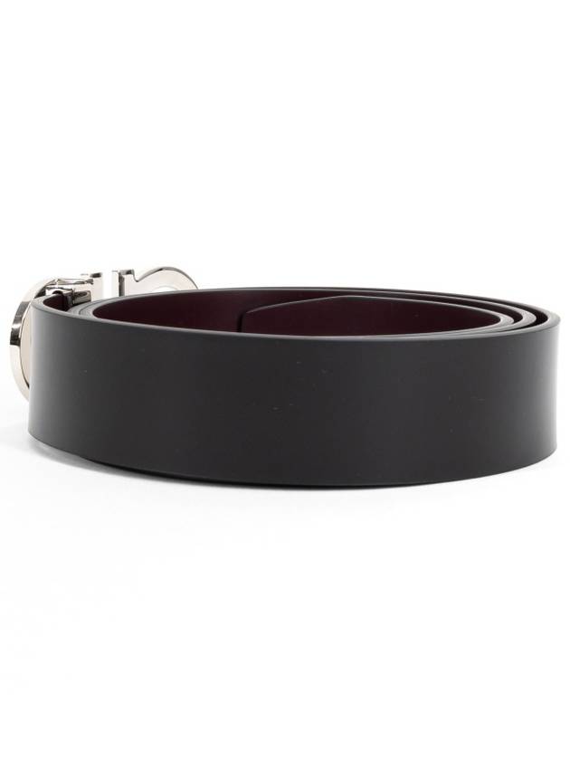 Gancini Reversible Leather Belt Black - SALVATORE FERRAGAMO - BALAAN 4