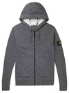 STONE ISLAND Men's Waffen Patch Fleece Hooded Zip-up Charcoal Gray 761564251 V0M67 - STONE ISLAND - BALAAN