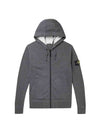 Men's Waffen Patch Fleece Zip Up Hoodie Charcoal - STONE ISLAND - BALAAN 1