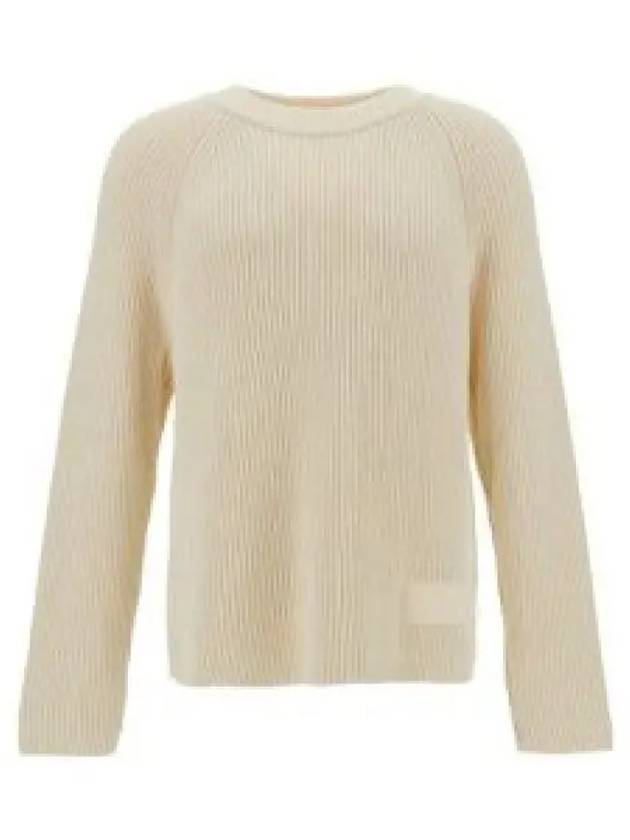 Logo Patch Basic Knit Top Ivory - AMI - BALAAN 2