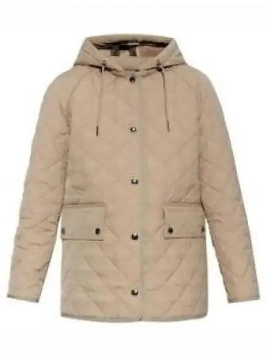 Logo Detail Diamond Quilted Hooded Jacket Soft Fawn - BURBERRY - BALAAN 2