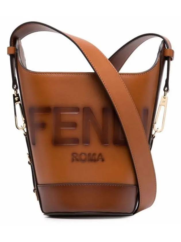 Logo Embossed Bucket Shoulder Bag Brown - FENDI - BALAAN 2