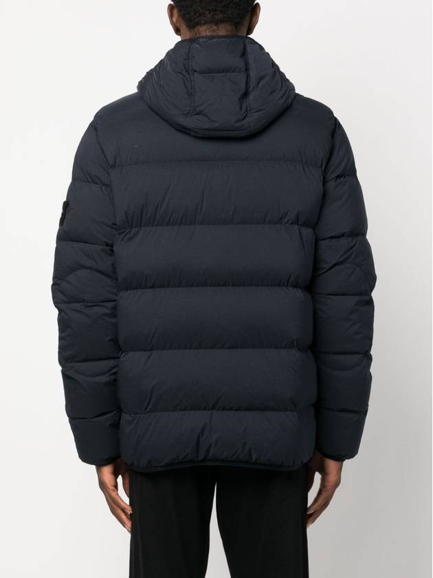 Seamless Logo Nylon Hooded Down Jacket Navy - STONE ISLAND - BALAAN 6