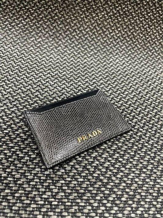 Logo snakeskin card wallet - PRADA - BALAAN 1