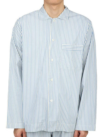 Poplin Pajamas Long Sleeve Shirt Blue Stripes - TEKLA - BALAAN 2