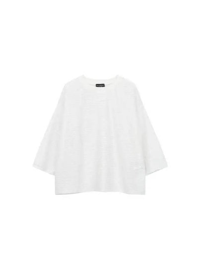 Women s See through Ribbed Crew Neck Knit White - EMPORIO ARMANI - BALAAN 1