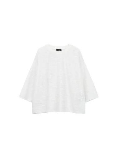 Women s See through Ribbed Crew Neck Knit White - EMPORIO ARMANI - BALAAN 1