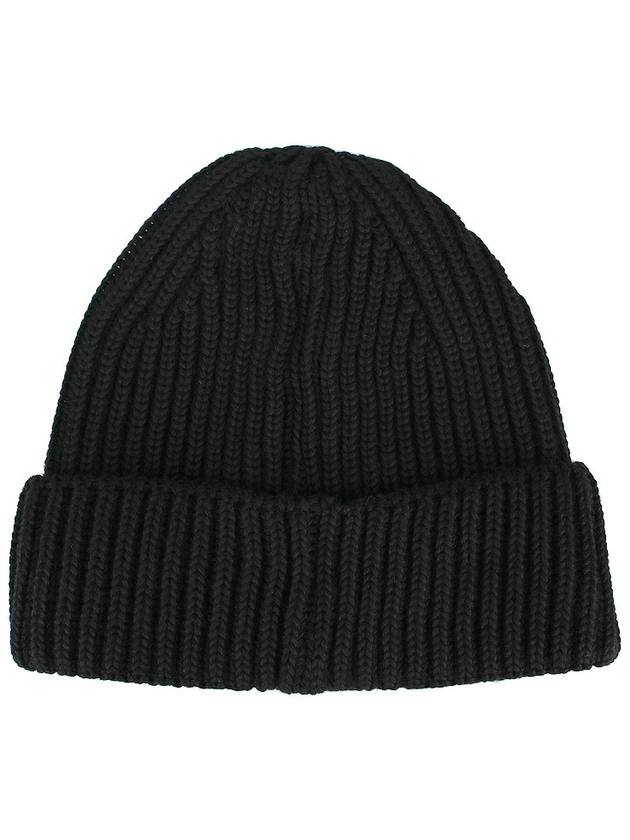 Lens Wappen Extra Fine Merino Wool Beanie Black - CP COMPANY - BALAAN 4