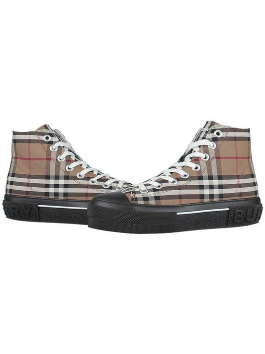 Vintage Check Stripe Logo High Top Sneakers Brown - BURBERRY - BALAAN 2