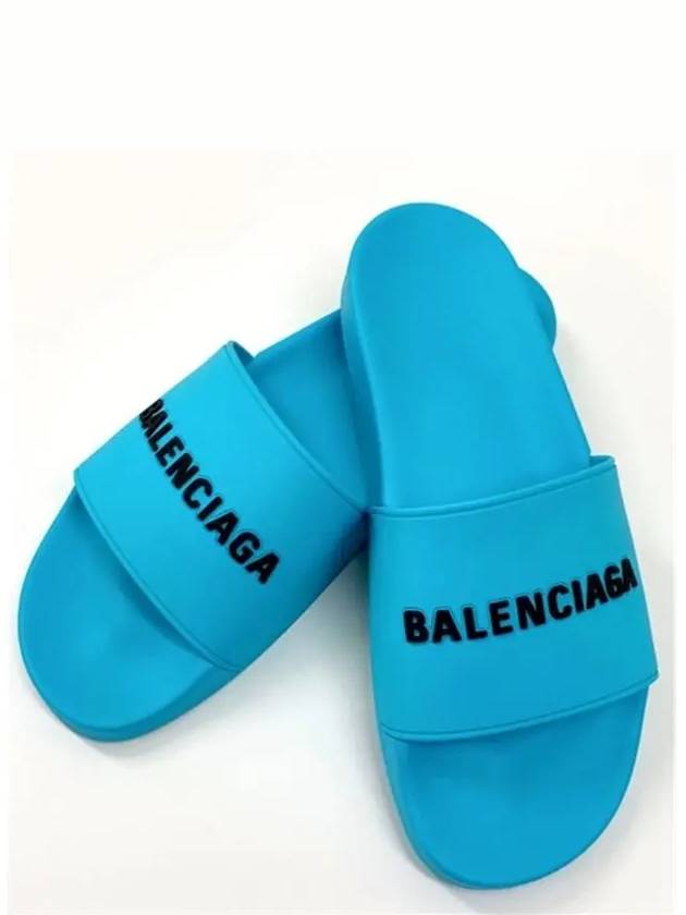 Men's Logo Full Slippers Blue - BALENCIAGA - BALAAN 8