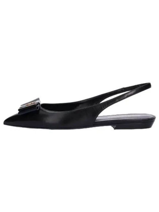 Bow Asia Flat Shoes Black Navy - SAINT LAURENT - BALAAN 1