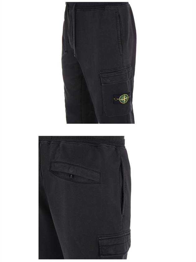 Garment Dyed Cotton Fleece Track Pants Black - STONE ISLAND - BALAAN 6