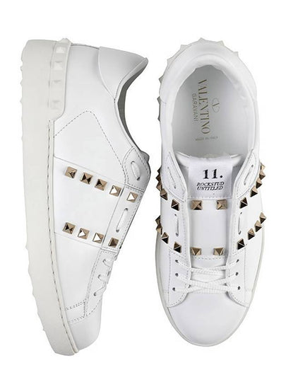 Men's Rockstud Untitled Low Top Sneakers White - VALENTINO - BALAAN 2