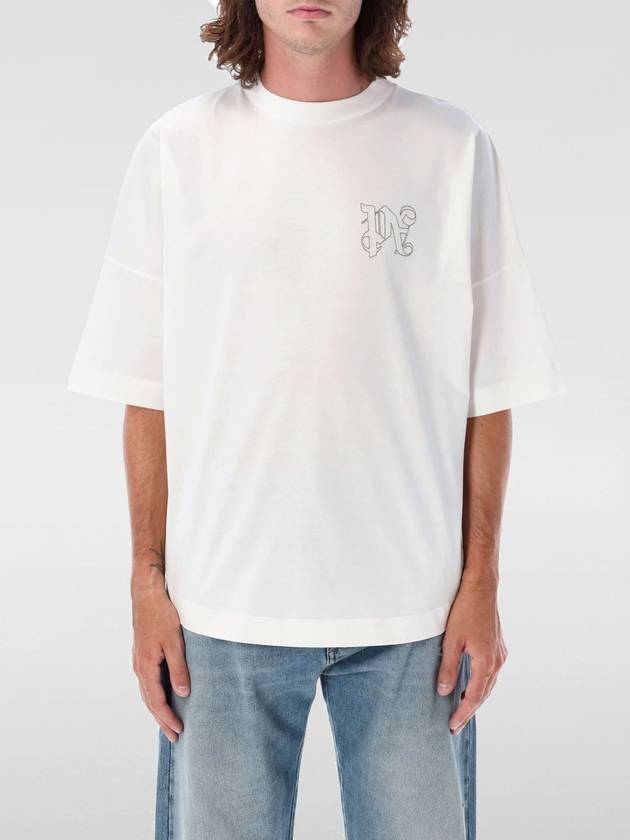 Palm Angels Embroidered Monogram Short Sleeve T Shirt Off White - PALM ANGELS - BALAAN 2