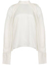 Women's Pleats Satin Blouse Ivory - ILROZE - BALAAN 1