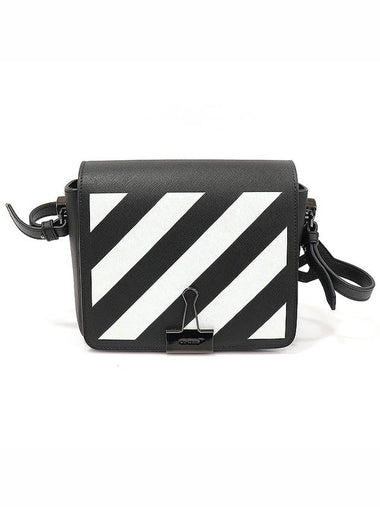 OWNN052C99LEA0011001 Black Saffiano Leather DIAG Binder Clip Flap 2WAY - OFF WHITE - BALAAN 1