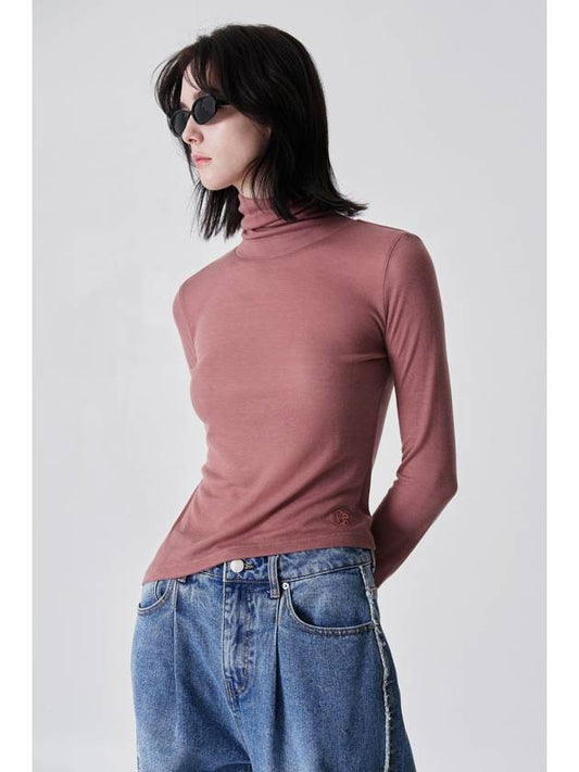 Unbalanced Tencel Slim Turtleneck T-ShirtIndie Pink - DIAIRE - BALAAN 2