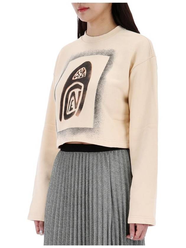 Logo Print Crop Oversized Fit Sweatshirt Beige - ACNE STUDIOS - BALAAN 5