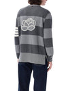 Rose Icon Rugby Stripe Cotton Knit Top Grey - THOM BROWNE - BALAAN 3