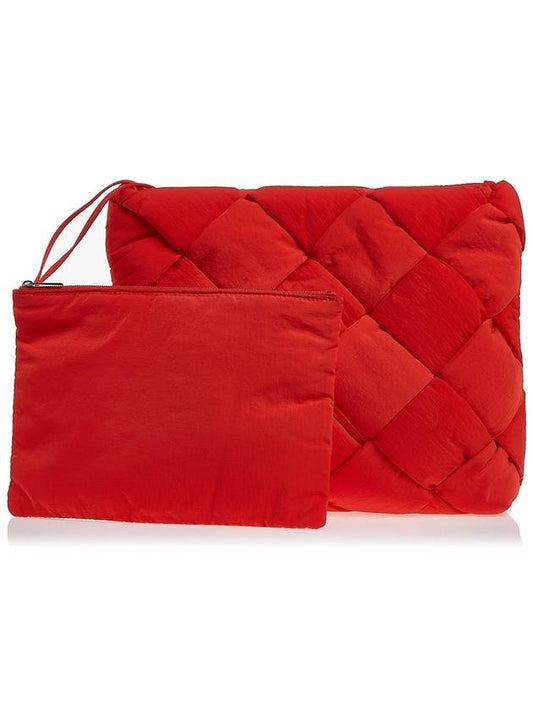 Intrecciato Cassette Woven Padding Document Clutch Bag Red - BOTTEGA VENETA - BALAAN 2