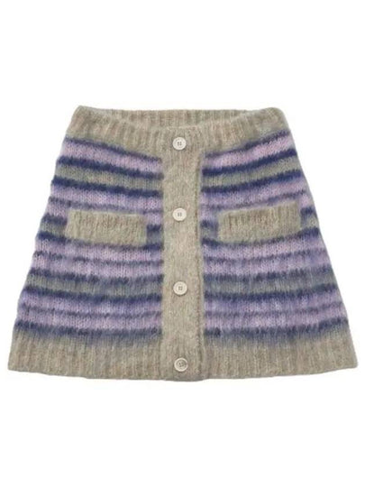 Striped Mohair A-Line Skirt Grey - MARNI - BALAAN 2