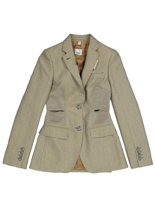 Women's Cutout Detail Technical Wool Jacket Gray - BURBERRY - BALAAN 1