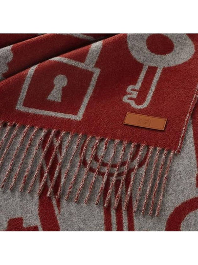 Kassack Portclef Cashmere Muffler Rouge Gris H259142S 05 - HERMES - BALAAN 2