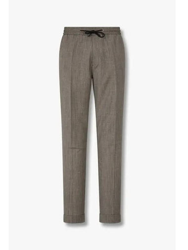 Slim fit drawstring roll up pants dark brown - PAUL SMITH - BALAAN 1