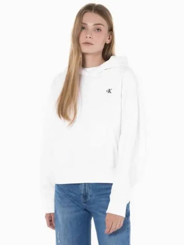 JEANS Women s White Archive Logo Fleece Hoodie 40WI255 YAA - CALVIN KLEIN - BALAAN 1