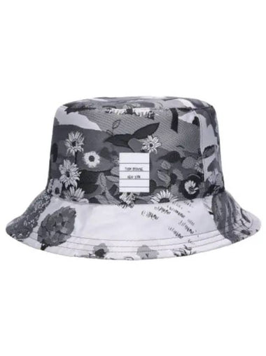 graphic print bucket hat gray - THOM BROWNE - BALAAN 1