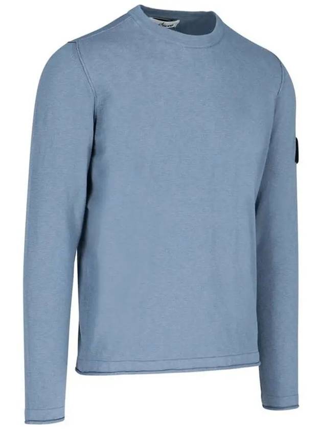 Wappen Patch Crew Neck Knit Top Sky Blue - STONE ISLAND - BALAAN 5