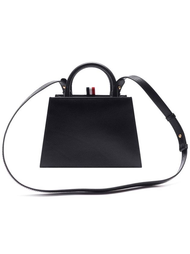 Pebble Grain Leather Mini Trapezoid Tote Bag Black - THOM BROWNE - BALAAN 5