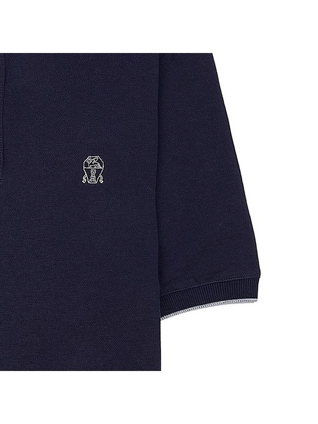 Logo Embroidered Short Sleeve Polo Shirt Navy - BRUNELLO CUCINELLI - BALAAN 8