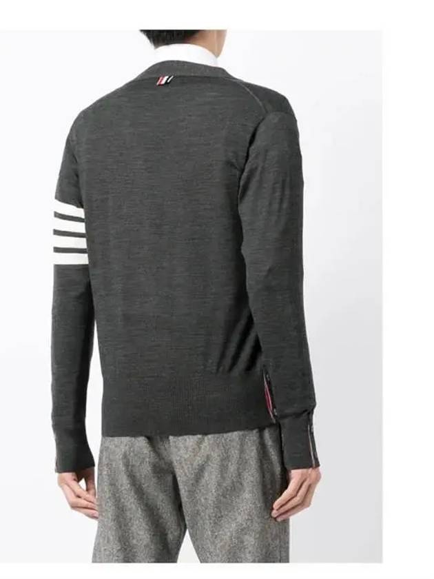 Men's Sustainable Classic Diagonal Wool Cardigan Dark Grey - THOM BROWNE - BALAAN 5