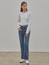 RYUL+WAI: Denim Stretch Semi Bootcut Pants Indigo - RYUL+WAI: - BALAAN 3