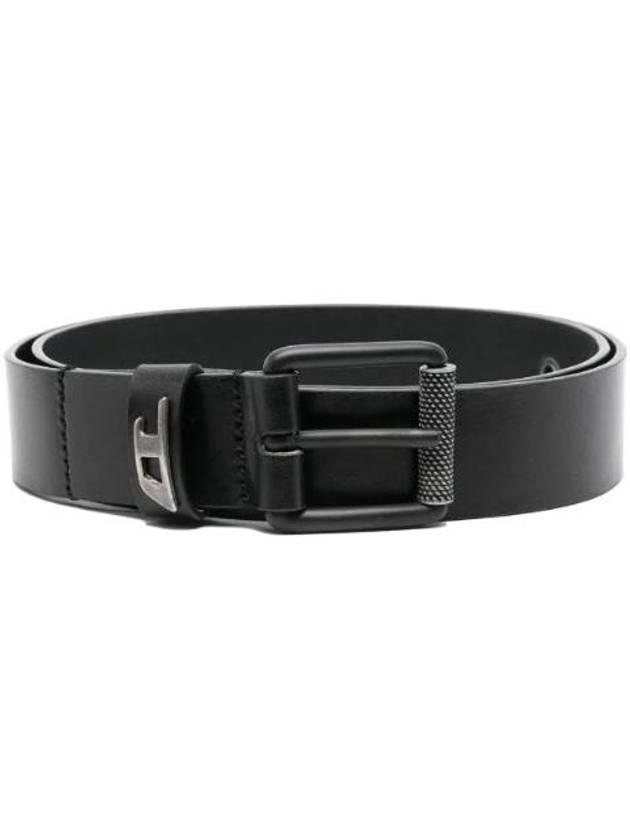 B-Dave Logo Loop Leather Belt Black - DIESEL - BALAAN 1