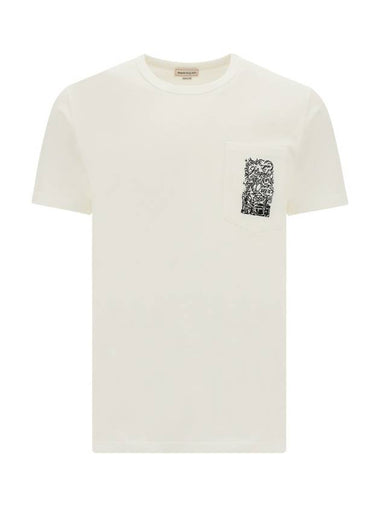 Men's Logo Print Short Sleeve T-Shirt White - ALEXANDER MCQUEEN - BALAAN 1