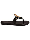 Women's Metal Miller Soft Flip Flops Black - TORY BURCH - BALAAN 3